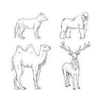 dierenillustraties in kunstinktstijl vector