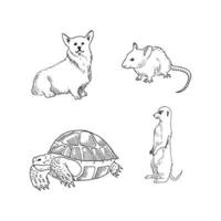 dierenillustraties in kunstinktstijl vector