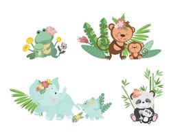 illustraties van dierenmoeders met baby's vector