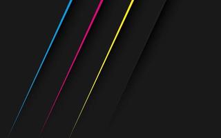 zwarte abstracte moderne achtergrond met lijnen in CMYK-kleuren. donkere huisstijl met lege plek voor uw tekst. moderne vectorillustratie