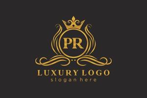 eerste pr brief Koninklijk luxe logo sjabloon in vector kunst voor restaurant, royalty, boetiek, cafe, hotel, heraldisch, sieraden, mode en andere vector illustratie.