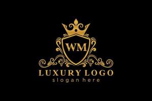 eerste wm brief Koninklijk luxe logo sjabloon in vector kunst voor restaurant, royalty, boetiek, cafe, hotel, heraldisch, sieraden, mode en andere vector illustratie.