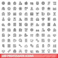 100 beroep iconen set, Kaderstijl vector