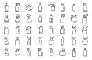 verstuiven fles pictogrammen reeks schets vector. sproeier schoonmaakster vector