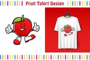 t-shirt ontwerp, schattig fruit karakter Aan shirt, hand- getrokken kleurrijk vector illustratie, tekenfilm stijl