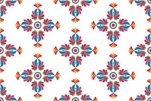 ikat etnisch naadloos patroon decoratie ontwerp. aztec kleding stof tapijt boho mandala's textiel decor behang. tribal inheems motief ornamenten ikkat traditioneel borduurwerk vector Hongaars Pools Moravisch