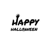 zombie hand- en pompoen gelukkig halloween vector belettering. vakantie belettering voor spandoek. gelukkig halloween poster, groet kaart, partij uitnodiging. vector illustratie.