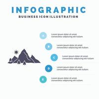 berg. landschap. heuvel. natuur. boom infographics sjabloon voor website en presentatie. glyph grijs icoon met blauw infographic stijl vector illustratie.