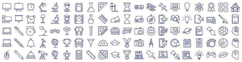 verzameling van pictogrammen verwant naar onderwijs en school- aan het leren, inclusief pictogrammen Leuk vinden computer, school, leerling, klas en meer. vector illustraties, pixel perfect