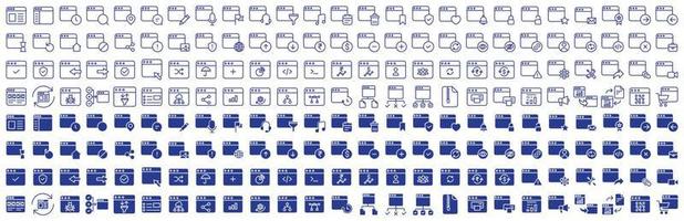 verzameling van pictogrammen verwant naar web Diensten en web sollicitatie, inclusief pictogrammen Leuk vinden browser, browser, en meer. vector illustraties, pixel perfect