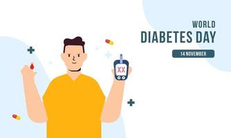 wereld diabetes dag achtergrond, bloed glucose testen meter en insuline productie concept vector