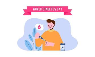wereld diabetes dag achtergrond, bloed glucose testen meter en insuline productie concept vector