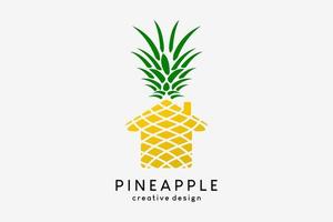 ananas logo ontwerp met ananas huis vorm creatief concept vector