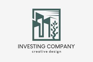 investering en echt landgoed bedrijf logo en icoon ontwerp met creatief concept, gebouw icoon gecombineerd met fabriek icoon vector