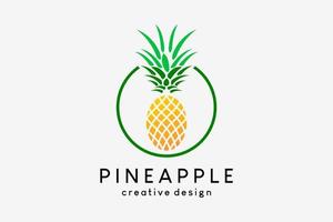 ananas logo ontwerp, ananas icoon met creatief concept in cirkel vector