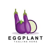 aubergine logo ontwerp, groenten illustratie Purper groente plantage vector, Product merk icoon sjabloon vector