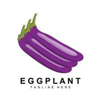 aubergine logo ontwerp, groenten illustratie Purper groente plantage vector, Product merk icoon sjabloon vector
