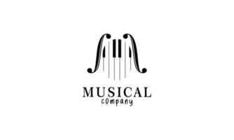 printviool, piano sleutel, musical instrument logo ontwerp vector