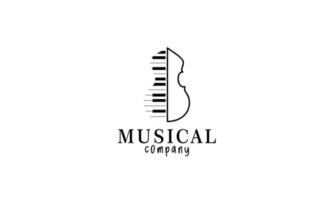 printviool, piano sleutel, musical instrument logo ontwerp vector