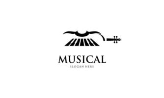 printviool, piano sleutel, musical instrument logo ontwerp vector