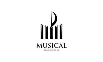 printviool, piano sleutel, musical instrument logo ontwerp vector