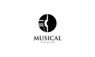 printviool, piano sleutel, musical instrument logo ontwerp vector