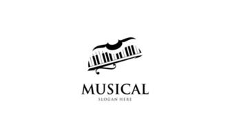 printviool, piano sleutel, musical instrument logo ontwerp vector