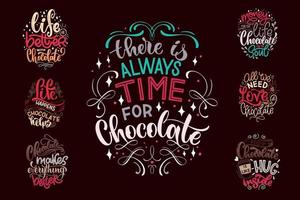 chocola hand- belettering citaten set. vector