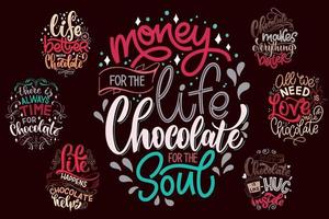 chocola hand- belettering citaten set. vector