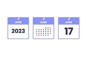 juni 17 kalender ontwerp icoon. 2023 kalender schema, afspraak, belangrijk datum concept vector