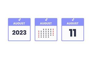 augustus 11 kalender ontwerp icoon. 2023 kalender schema, afspraak, belangrijk datum concept vector
