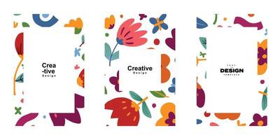 reeks van abstract modieus bloemen patroon voor poster sjabloon achtergrond ontwerp vector