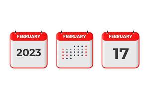 februari 17 kalender ontwerp icoon. 2023 kalender schema, afspraak, belangrijk datum concept vector