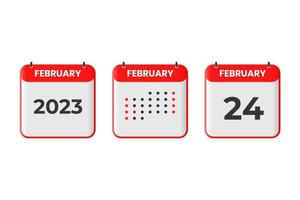 februari 24 kalender ontwerp icoon. 2023 kalender schema, afspraak, belangrijk datum concept vector