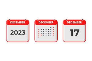 december 17 kalender ontwerp icoon. 2023 kalender schema, afspraak, belangrijk datum concept vector