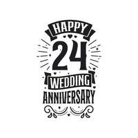 24 jaren verjaardag viering typografie ontwerp. gelukkig 24e bruiloft verjaardag citaat belettering ontwerp. vector