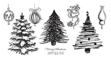 kerstboom, handgetekende stijl, vectorillustratie vector