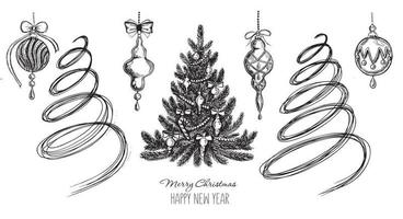 kerstboom, handgetekende stijl, vectorillustratie vector
