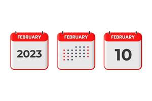 februari 10 kalender ontwerp icoon. 2023 kalender schema, afspraak, belangrijk datum concept vector