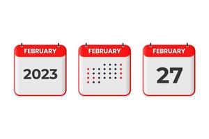 februari 27 kalender ontwerp icoon. 2023 kalender schema, afspraak, belangrijk datum concept vector