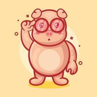 genie varken dier karakter mascotte met denken uitdrukking geïsoleerd tekenfilm in vlak stijl ontwerp vector