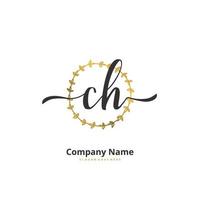 ch eerste handschrift en handtekening logo ontwerp met cirkel. mooi ontwerp handgeschreven logo voor mode, team, bruiloft, luxe logo. vector
