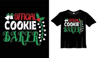 officieel koekje bakker Kerstmis t-shirt ontwerp sjabloon voor Kerstmis viering. groet kaarten, t-shirts, mokken, en geschenken. voor Heren, Dames, en baby kleding vector