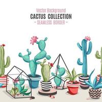 cactussen bloem naadloos grens. vector