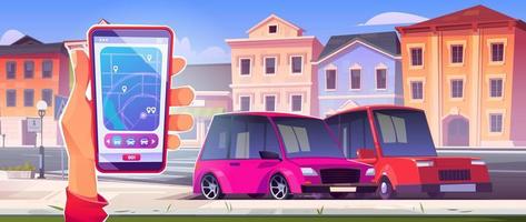 auto sharing of taxi onderhoud concept, smartphone vector