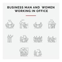 bedrijf Mens en Dames werken in kantoor vector