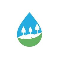 landschap laten vallen water ontwerp logo. natuur water teken. biologisch voedsel en drinken label. boerderij stempel. vector