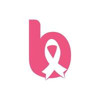 brief b roze lint vector logo ontwerp. borst kanker bewustzijn symbool. oktober is maand van borst kanker bewustzijn in de wereld.