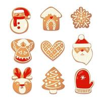 peperkoek Kerstmis schattig koekjes set. biscuit tekens voor nieuw jaar ontwerp. vector tekenfilm illustratie.