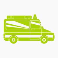 bewerkbare geïsoleerd kant visie ambulance auto vector illustratie in vlak monochroom stijl met geel groen voor gezondheidszorg en medisch verwant doeleinden
